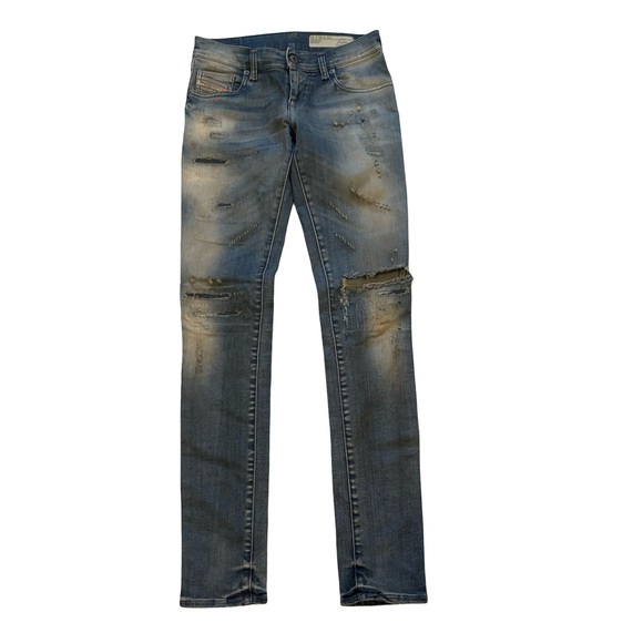 Diesel Grupee Super Slim Skinny Lo-Rise Jean Distressed Made Italy, Sz 26 - Picture 4 of 16